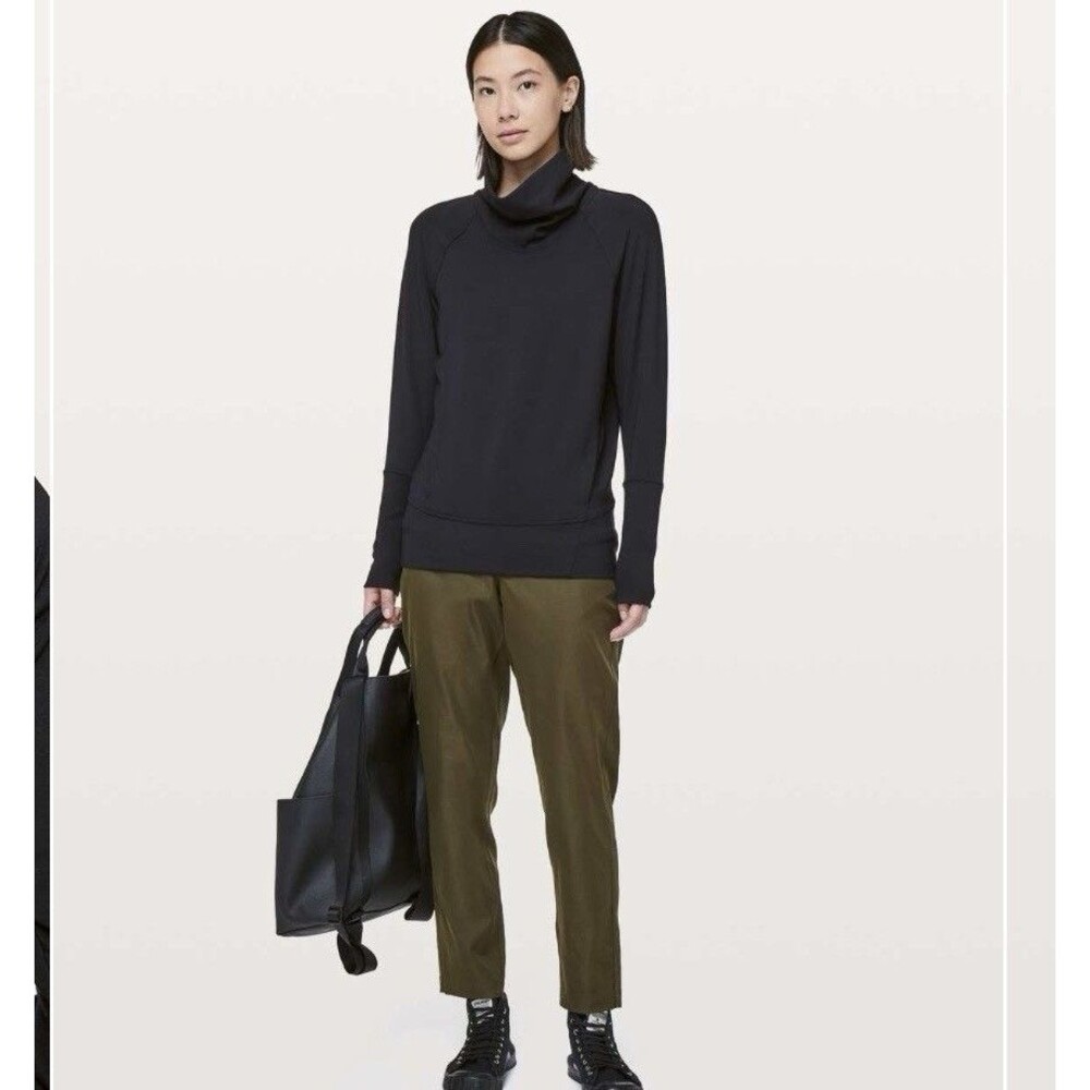 Lululemon High Lines Pullover Black Mock Neck French Terry Activewear Lounge 8